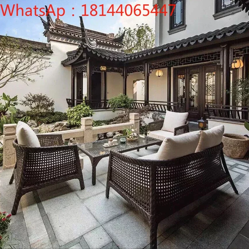 Customized new Chinese style outdoor sofa furniture chair art  terrace imitatio