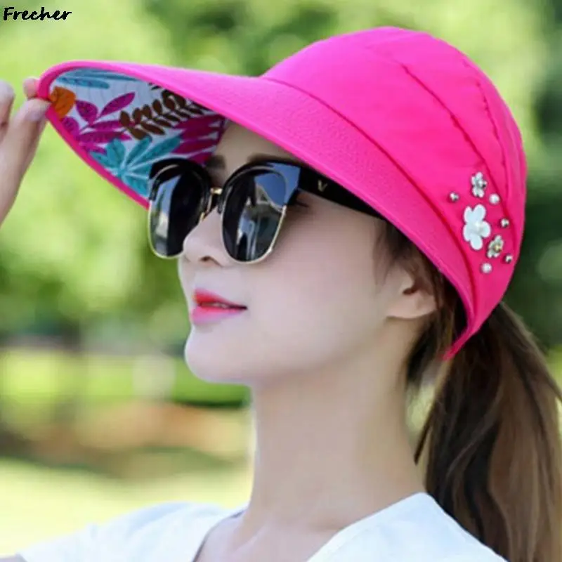 Korean Version Sun Hat 2025 Fashion Wide Brim Sunscreen Hats Beach Leisure Chapeau Outdoor Casual Visors Cap Adjustable Belts