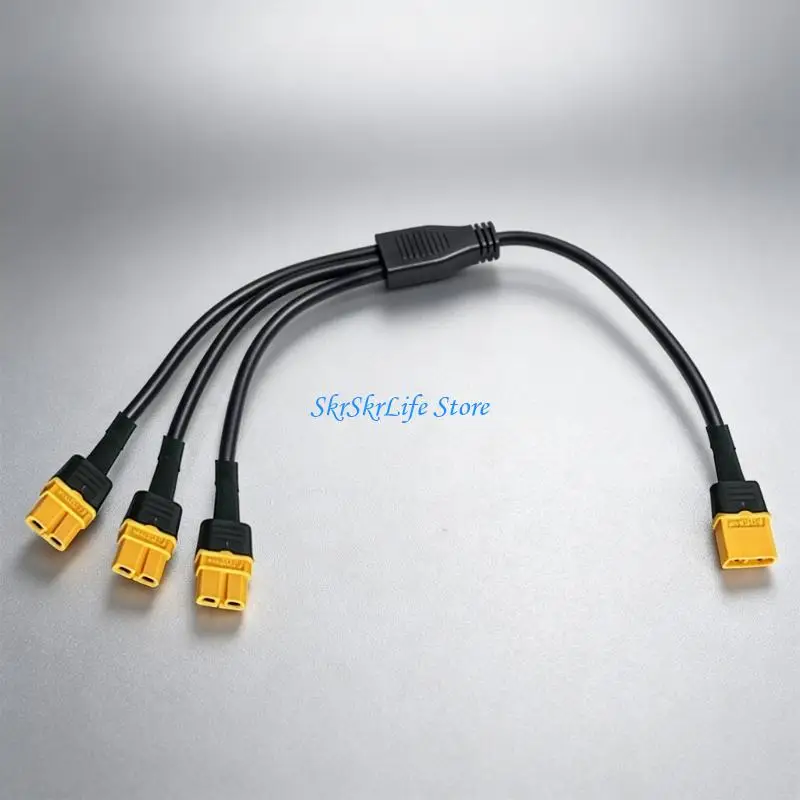 E65E Battery Distribution XT60H Splitter Cable, 1 Male to 3 Female 35CM Wire for Charging Work, Model Vehicle Wiring, and Daily