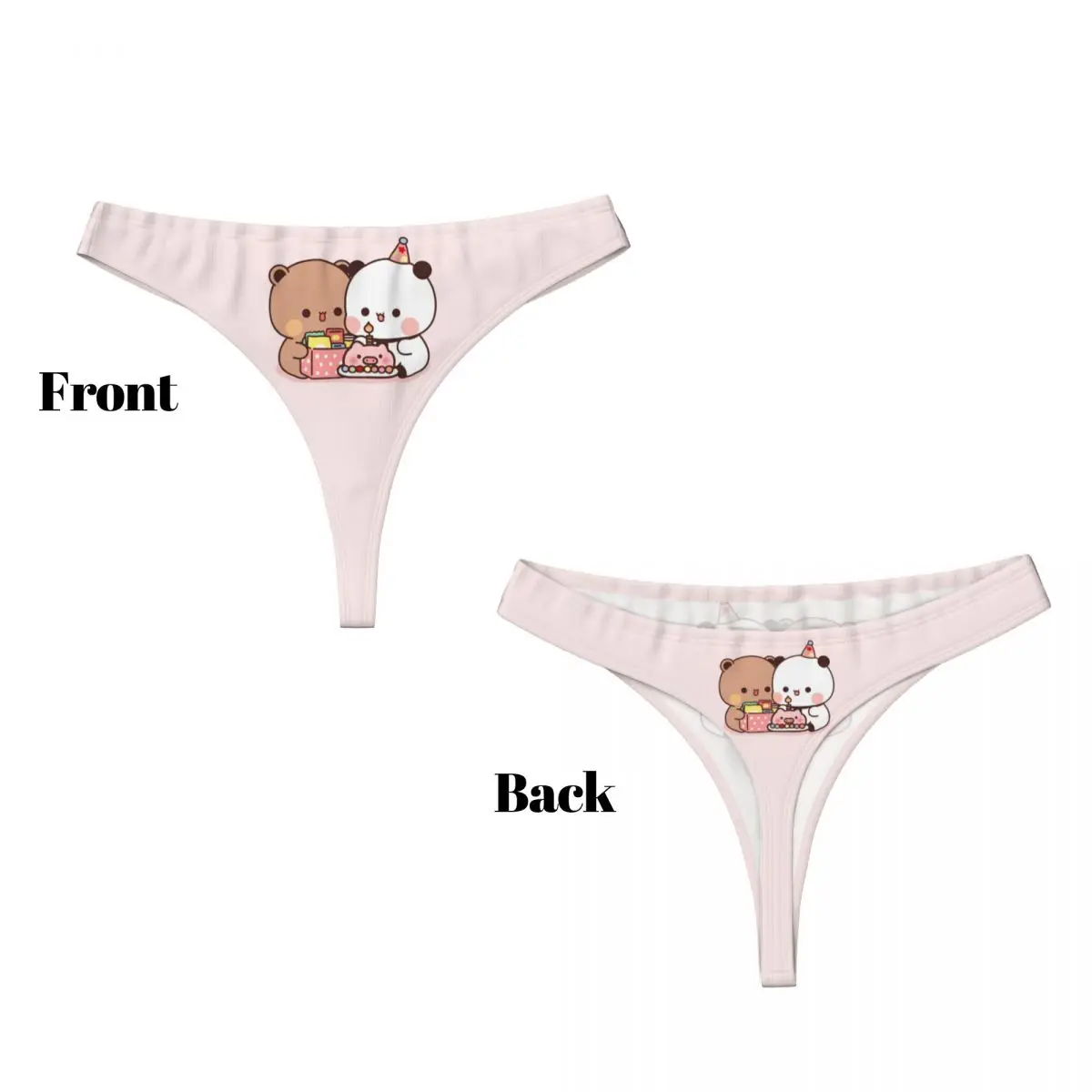 Culotte G-String personnalisée Happy Birthday pour femmes, tongs confortables Bubu et Dudu, sous-vêtements