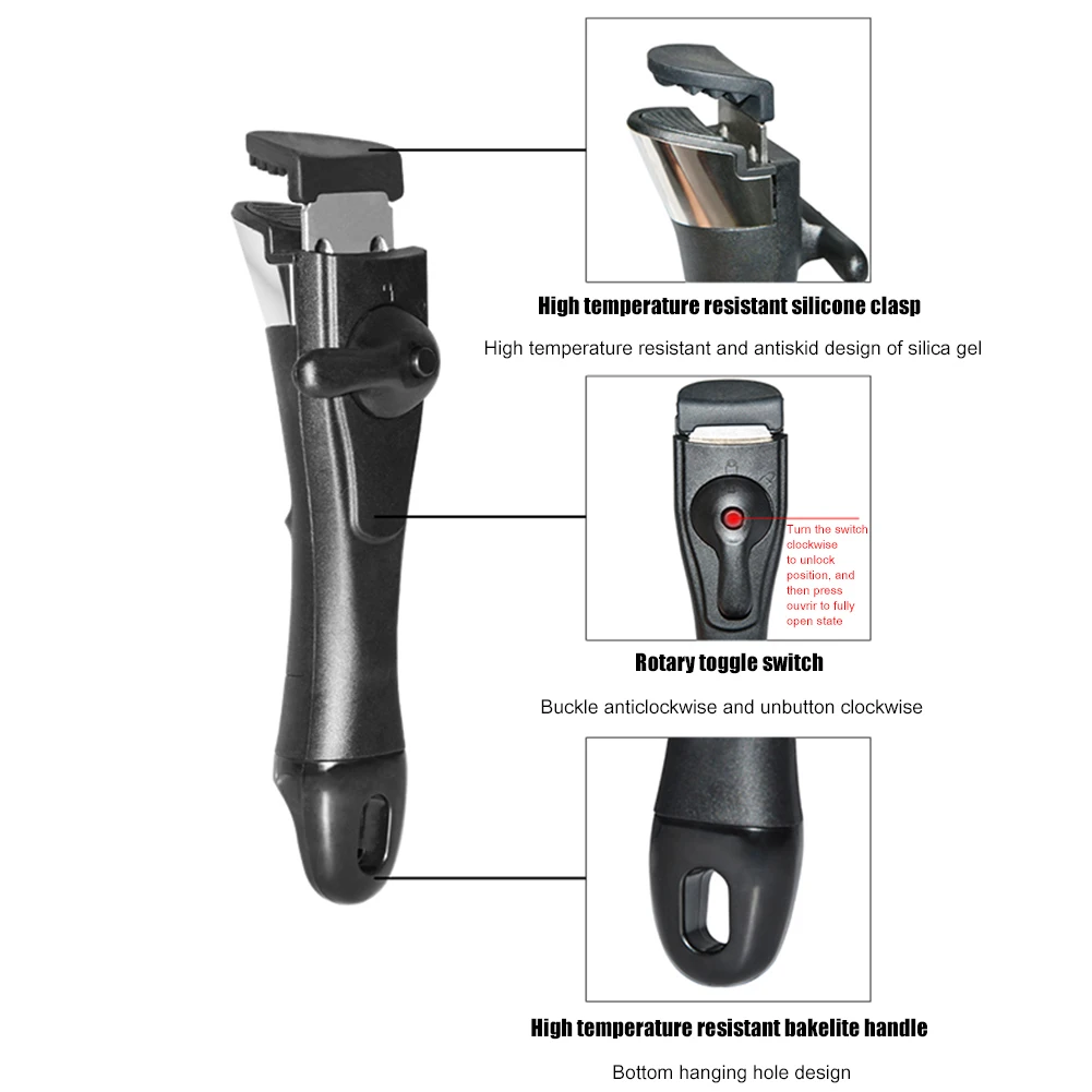 Clip di ricambio staccabile per stoviglie impugnatura universale per padella da cucina manico per padella rimovibile impugnature per pentole per