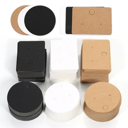 50pcs Kraft Paper Card for Jewelry Display Cards Small Square Round Blank Handmade Studs Earring Cards Price Tag Label Holder