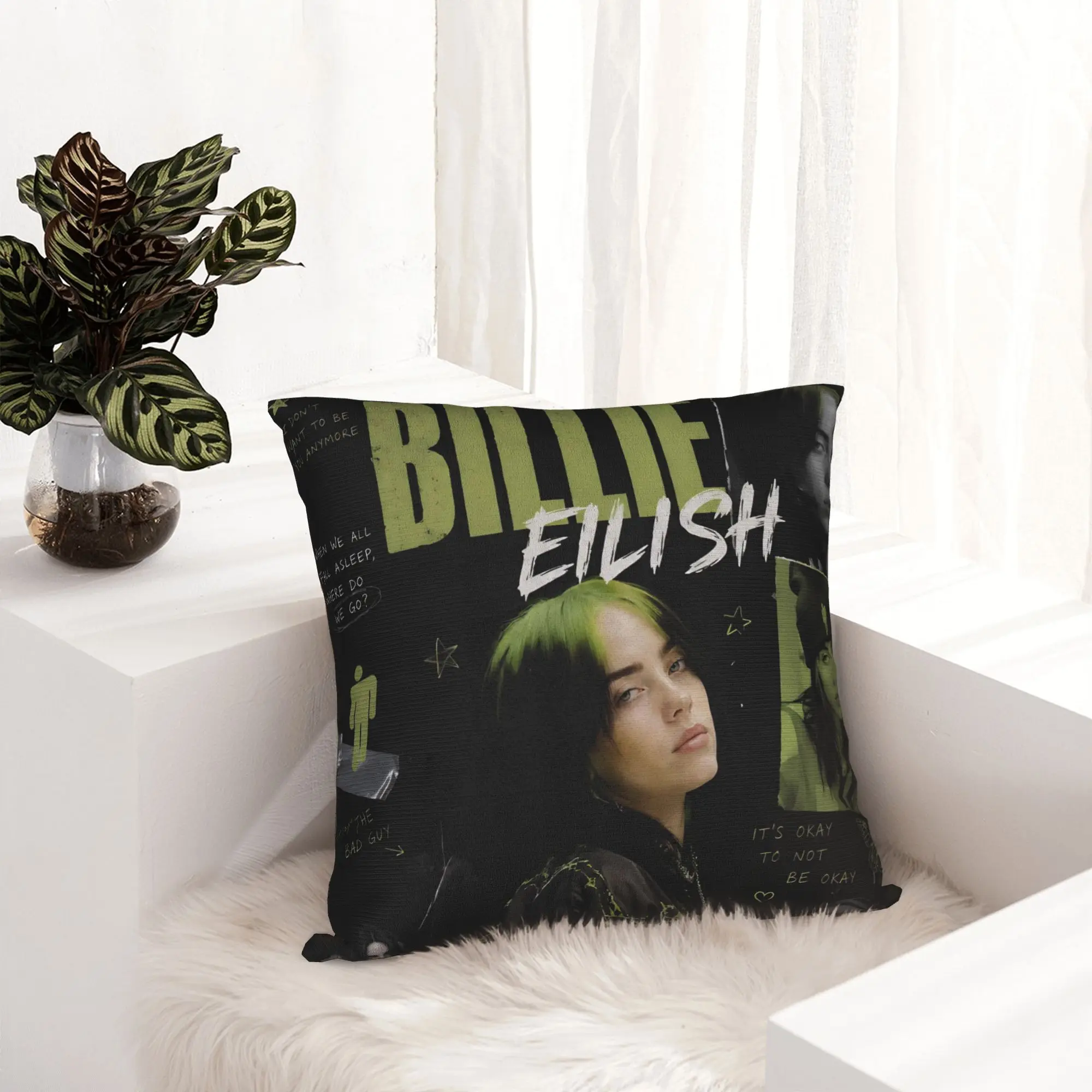 Popular Singer B-Billies Pillowcase Printed Polyester Cushion Cover Decoration  Pillow Case Cover Home Square 18''