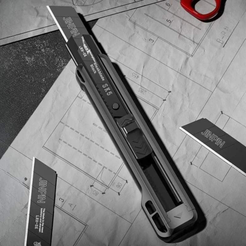 Mijia Heavy Duty Utility Knife Black Carbon Steel Blades Box Cutter Portable Household Cutting Tools Package Opener Auto-Lock