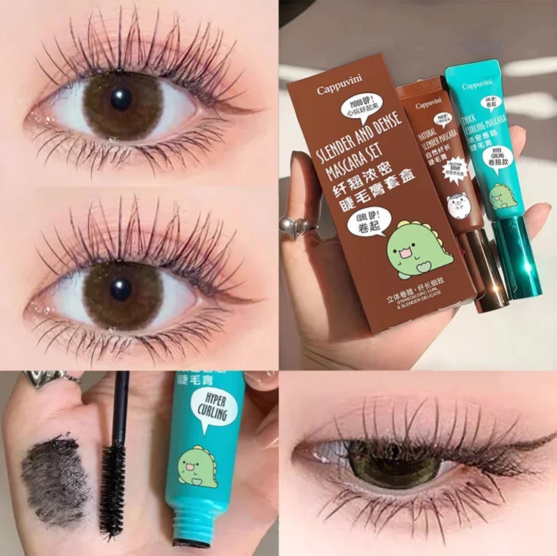 Waterproof Balck Brown Mascara Makeup Curling Lengthening Lashes Lasting Fast Dry Silk Fiber Eyelash Extension Mascara Cosmetic