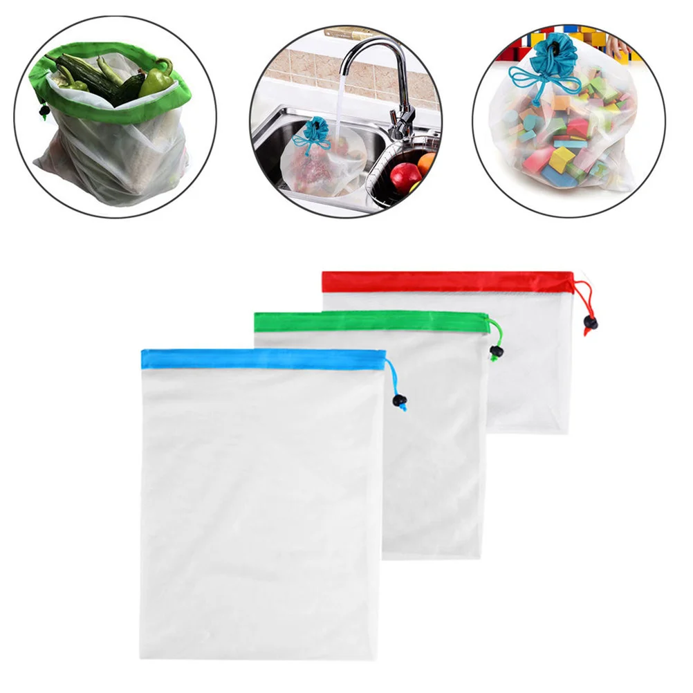 

5Pcs Breathable Reusable Mesh Produce Bags Washable Eco Friendly Grocery Storage Fruit Vegetable Pouch Lightweight Transparent
