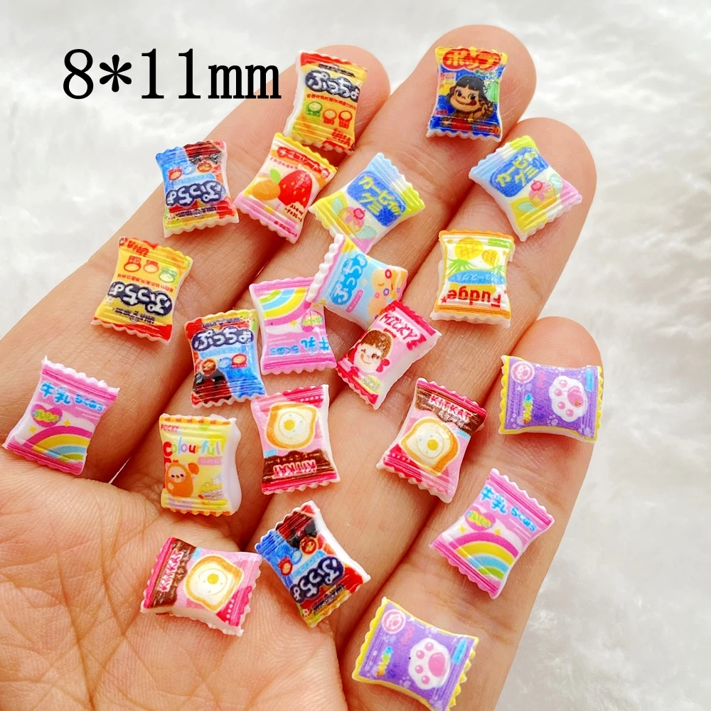 Mélange de breloques en résine pour Nail Art, 50 pièces, Mini dessin animé mignon, bonbons colorés pour la saint-valentin, bricolage artisanal pour décorations d'ongles 3D, bijoux