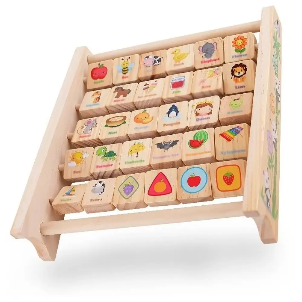 English Alphabet Letter Cognitive Cartoon Pattern Arithmetic Wooden Letter Board Learning Intelligence Early Education Board