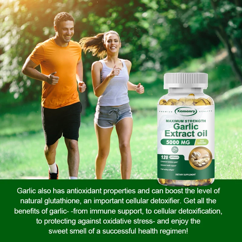 Garlic Oil Capsules - for Immune and Cardiovascular, Cholesterol Health, Enhances Immunity