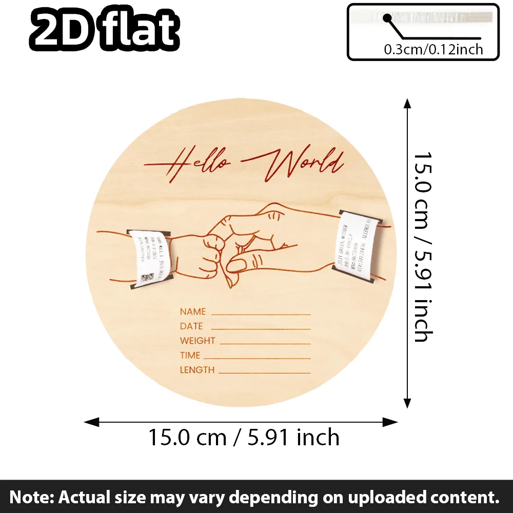 حامل سوار مستشفى الطفل الخشبي المقطوع بالليزر عنصر واحد، تذكار لحديثي الولادة منقوش شخصيًا، هدية ميلاد مخصصة للأم