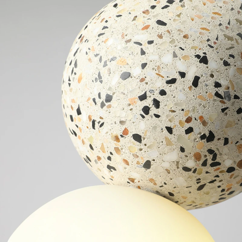 Stone Pendant Light Fixture Bedroom Bedside Restaurant Hanging Lamp Terrazzo Lighting Decoration Modern Glass Cement Bathroom
