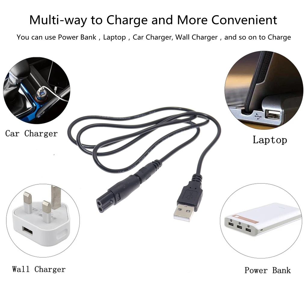 8 PCS Netzkabel 5V Ersatz Ladegerät USB Adapter Geeignet für Alle Arten von Elektrische Haar Clippers