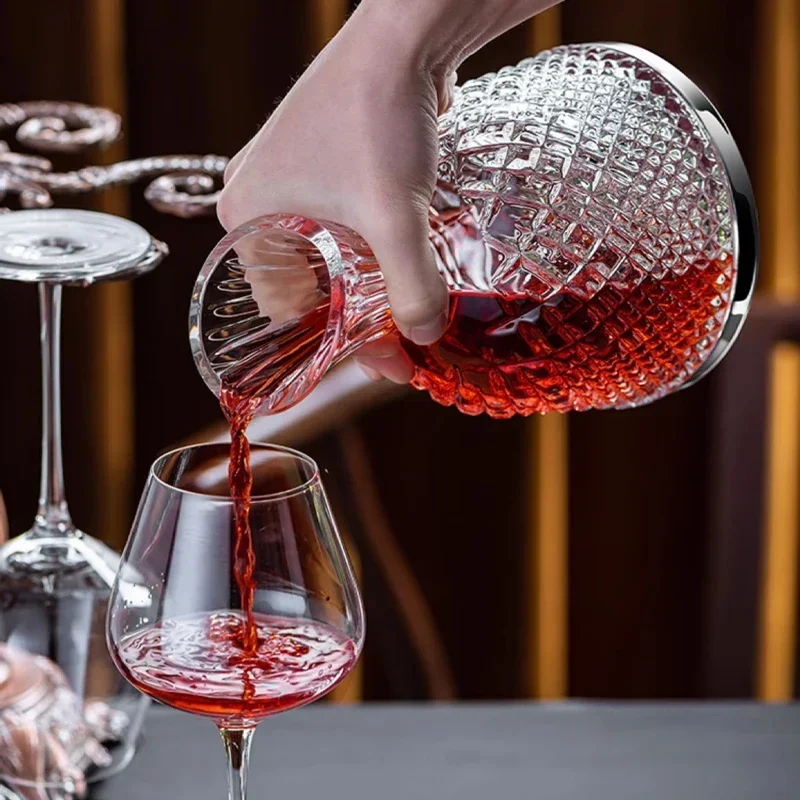 Spinning Crystal Red Wine Decanter, 360 ° Rotating Decanters, Lead-free Glass, Wine Accessories, 1500 ml