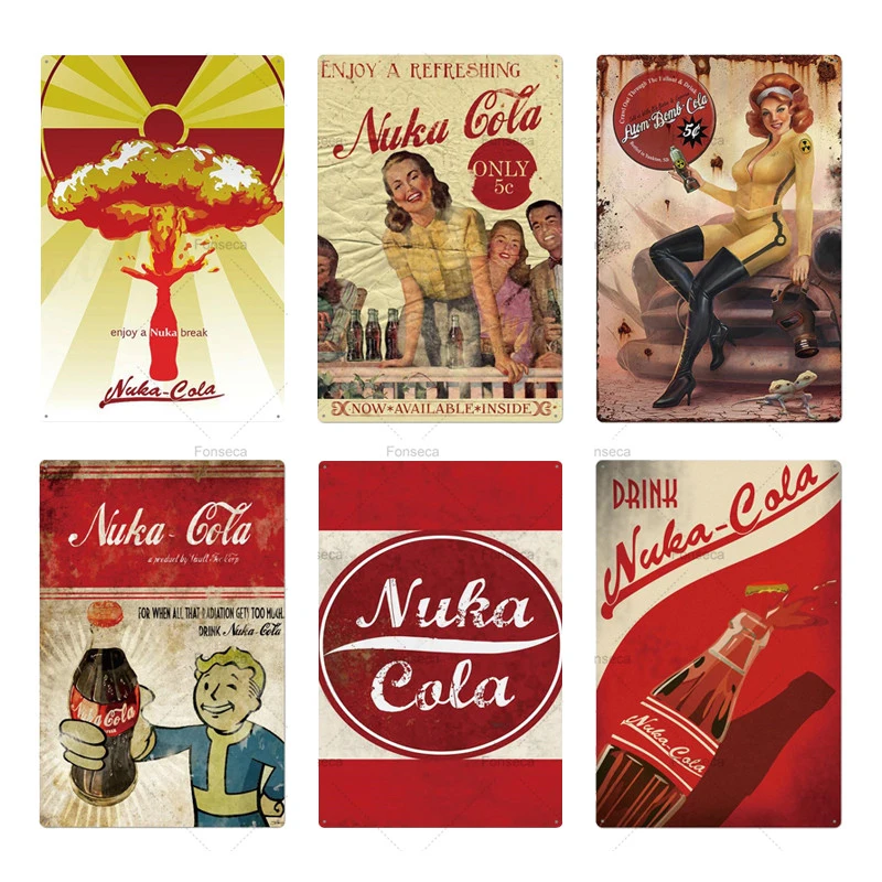 Nuka Cola Metallschild Shabby Cola Plakat Vintage Bar Pub Café Wanddekoration Kunsthandwerk Blechschilder Küchenwand-Deko