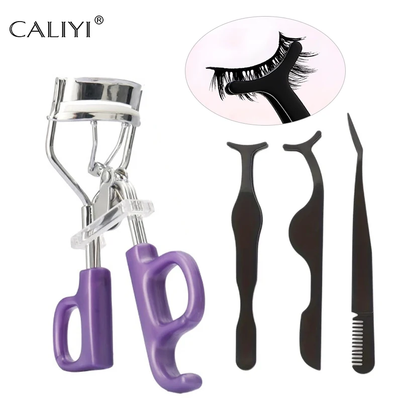 CALIYI recourbe-cils pince à cils ensemble professionnel pointe en acier inoxydable pince à sourcils pince beauté maquillage outil pour faux cils
