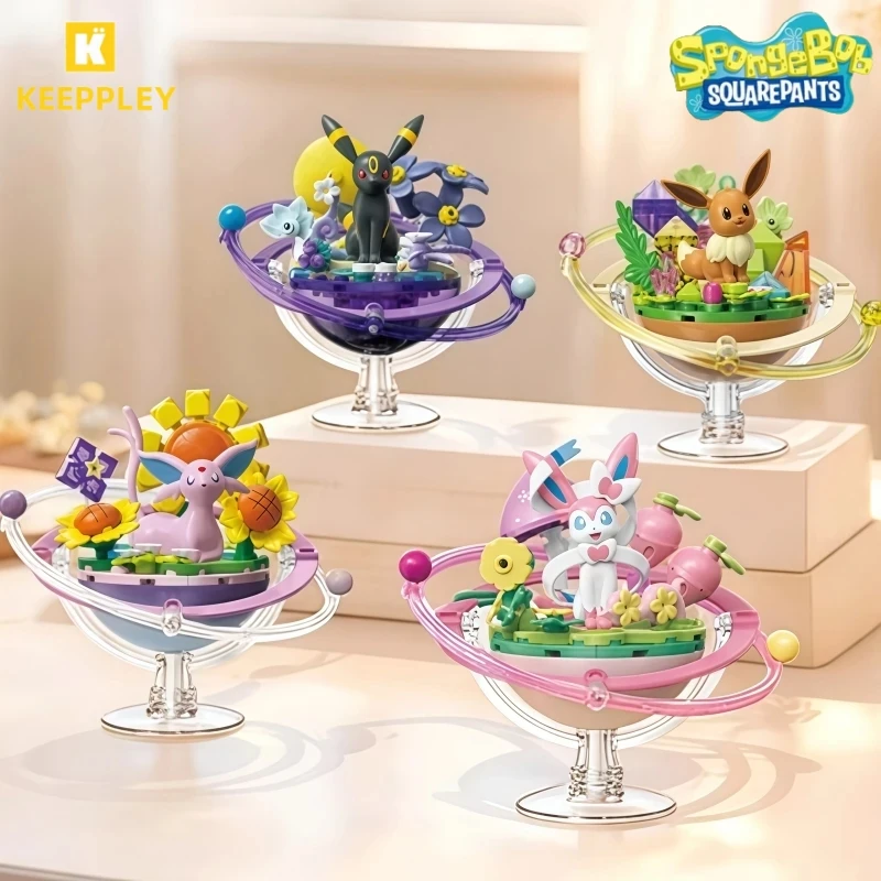 

Keeppley Pokémon мультфильм Eevee Family Planet Series игрушка-головоломка модель настольного орнамента коллекция подарок