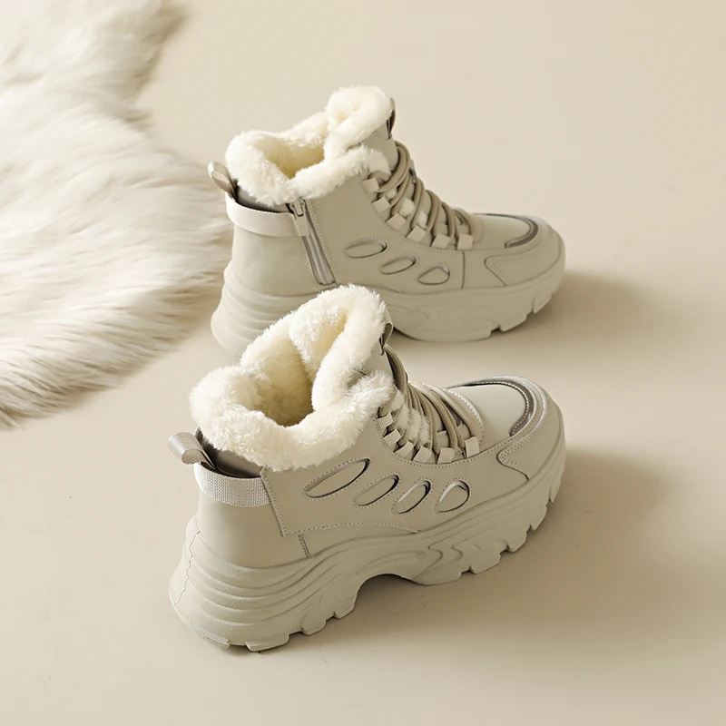 Vintage Warm Velvet High Top Casual Shoes for Women 2025 Winter Fashion Versatile Plush Comfortable Non Slip Chunky Cotton Shoes