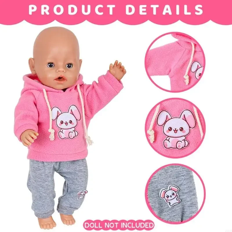 43CM Búp Bê Có Mũ Trùm Đầu Bộ Đồ Thể Thao Bộ Hoạt Hình Thiết Kế In Hình Quần Áo Búp Bê Trẻ Giả Vờ Chơi Trò Chơi Reborns Trang