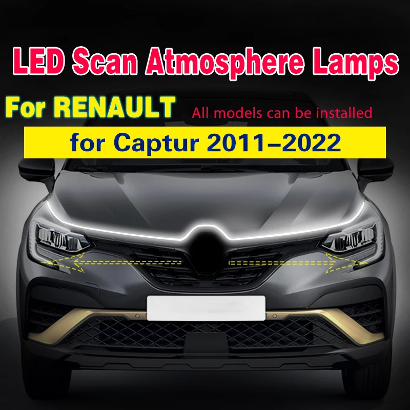 1PCS Car DRL Lamp LED Daytime Running Light For For Renault Captur 2011-2022 With Start Scan Fog Lamp 12V Universal Light Strip