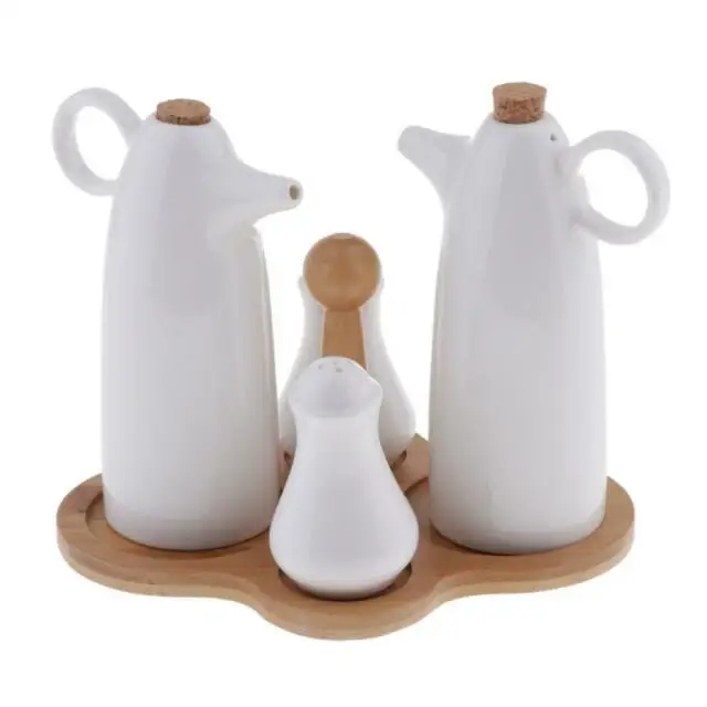 

Set 4 white vintage ceramic Oil And Vinegar Cruet Sets