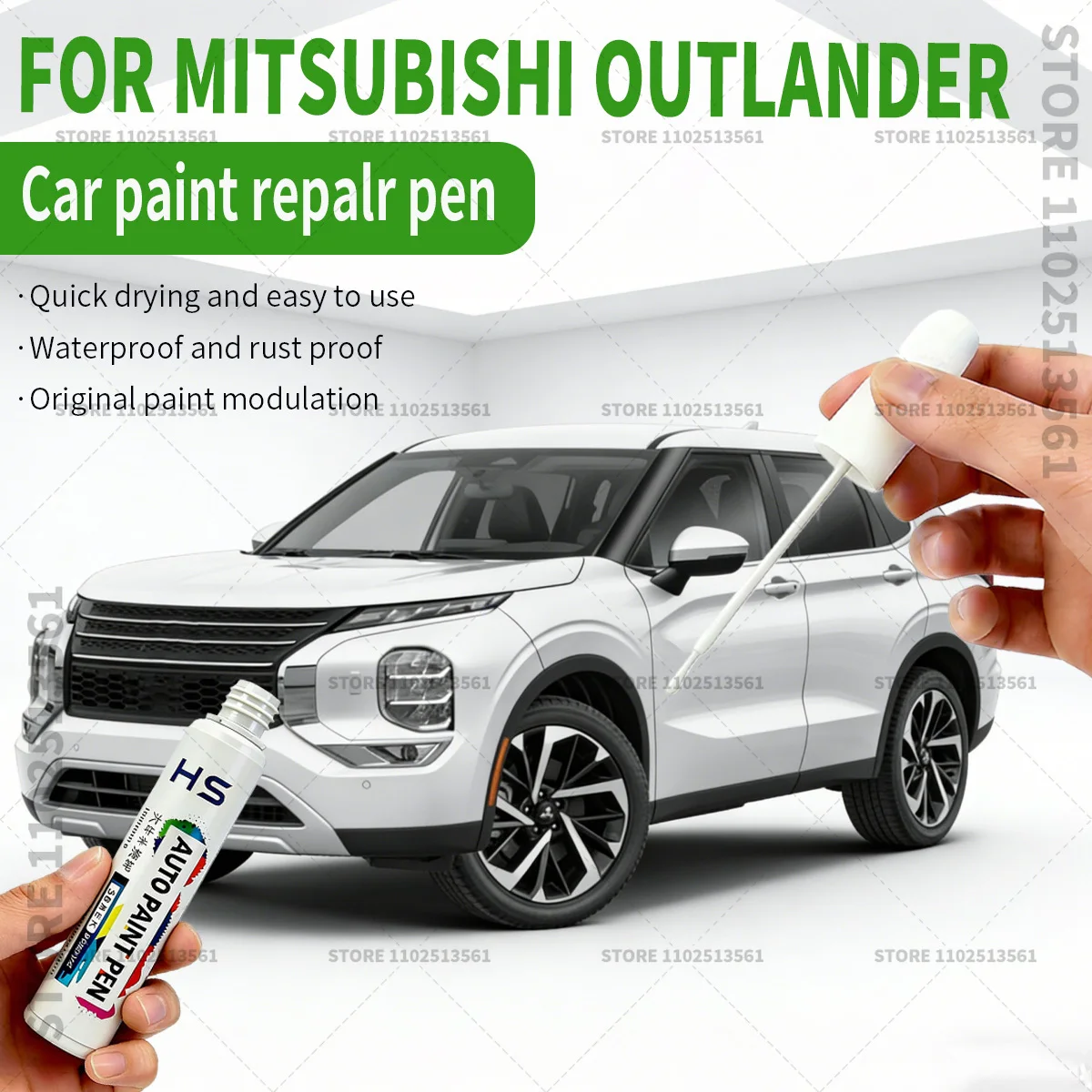 For Mitsubishi Outlander Car Paint Repair Pen Restores Original Factory Paint Finish White W17 Diamond Red Obsidian Black Gray