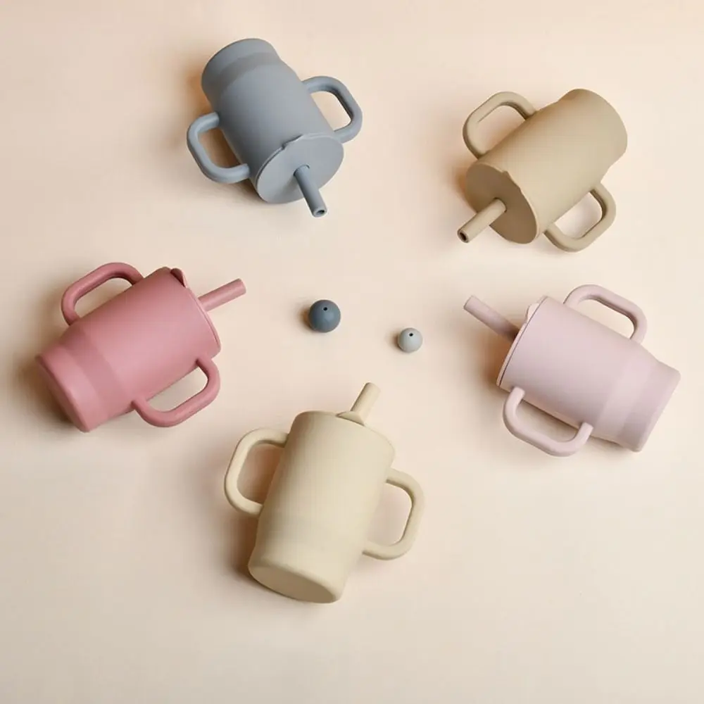

Portable Food Grade Silicone Baby Sippy Cups Heat-resistant 180ml Feeding Cup Drop-proof Unbreakable Baby Straw Cup Milk
