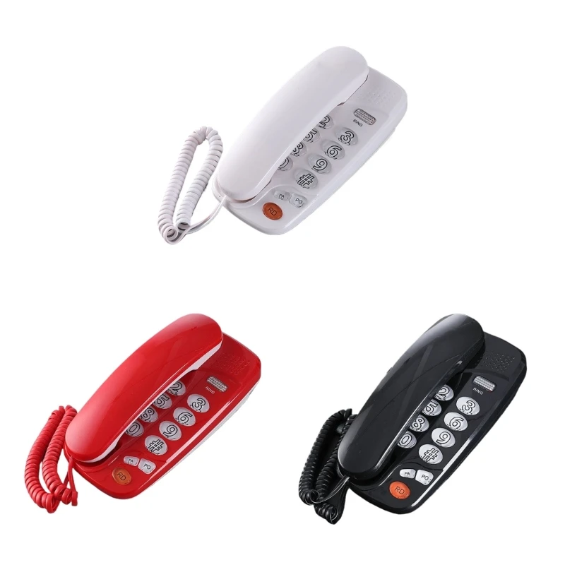 Big Button Corded Telephone Hanging Wall Mountable Phones Last Number Redial