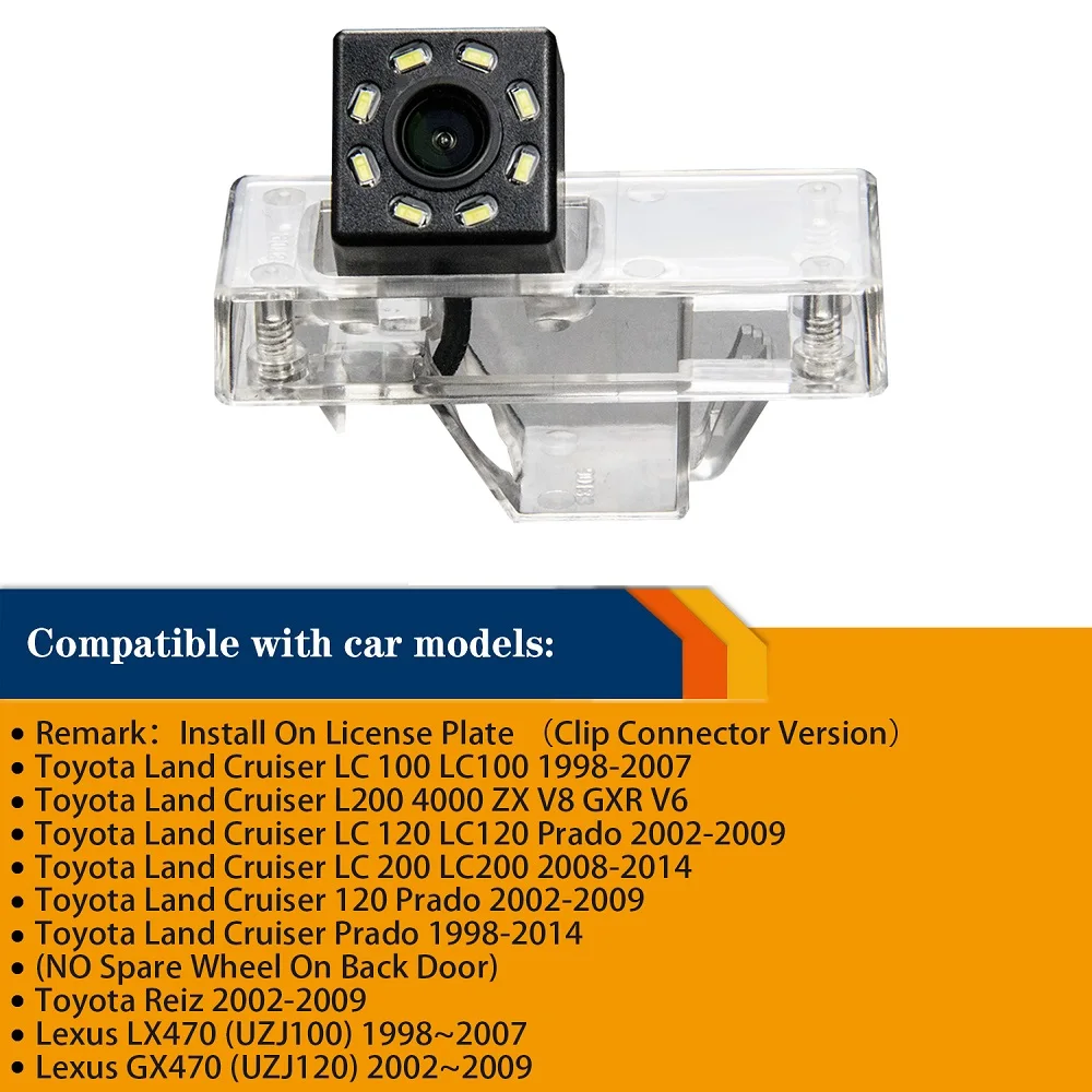 HD 720p Rear Camera Reversing Camera for Toyota Land Cruiser J100 LC200 J200 V8 LC120 Prado J120 Prius MK2 MARK X MK1 GRX120