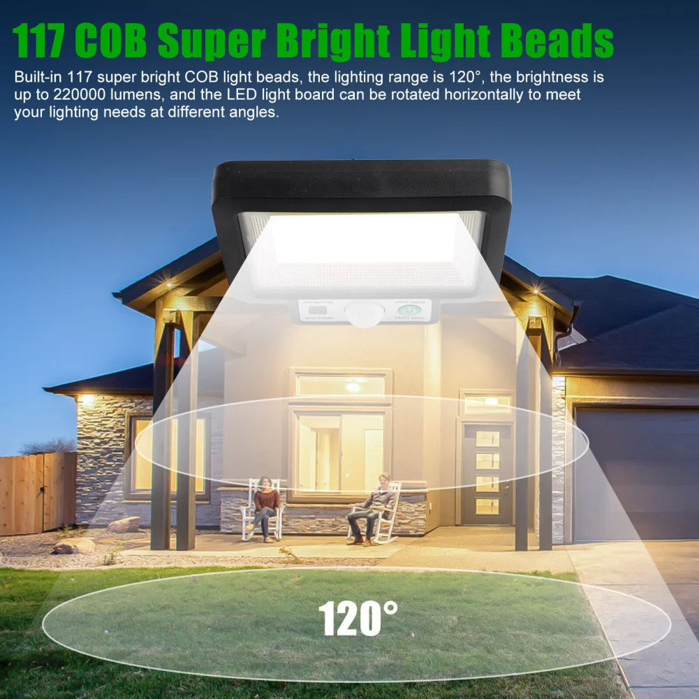 Solar Powered Lamp with Motion Sensor Solar Led Lights Outdoor Super Bright Rechargeable Solar Lamp For Street Garden Porch Lamp