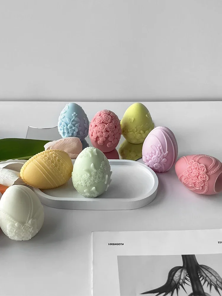 1Pc DIY Ostern Silikon Rose Tulpe Kerze Form Geprägte Floral Ostern Ei Mousse Kuchen Form Handgemachte Urlaub Dekoration Handwerk – Detail 5
