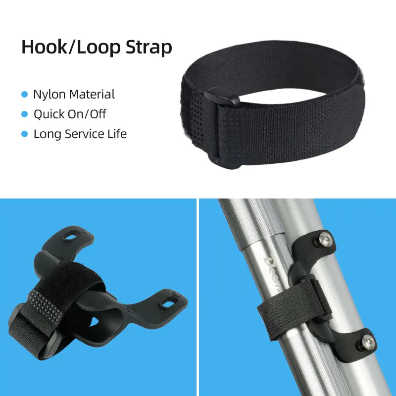 Bicycle Pump Bracket Holder W Hook Loop Strap Fixation Bike Inflator Stand Rack 20-28mm Dia. Pump Fits