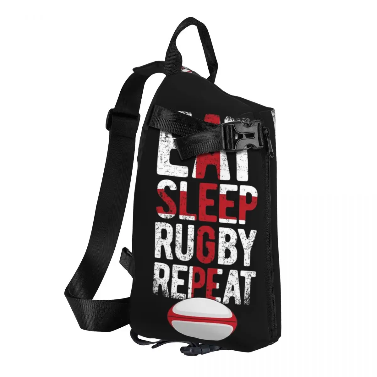 Eat Sleep Rugby Repeat England Rugby Chest Bag Men Sling Crossbody Backpack Chest Bag Travel Hiking Daypack Shoulder Bag