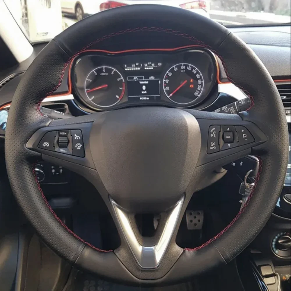 Car Steering Wheel Cover For Opel Astra (K) Corsa (E) CrosslandX GrandlandX Insignia Customized Steering Wrap Microfiber Leather