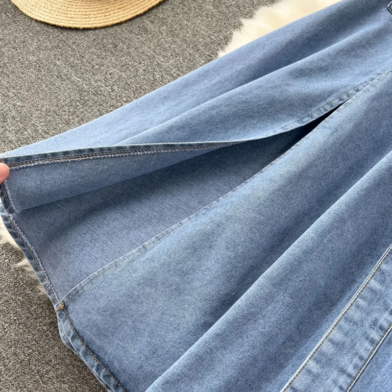 الشارع الشهير المرقعة الجوف خارج فستان من قماش الدنيم ملابس الصيف النساء بلا أكمام انقطاع جان فساتين طويلة كاوبوي ألف خط فستان Vestido