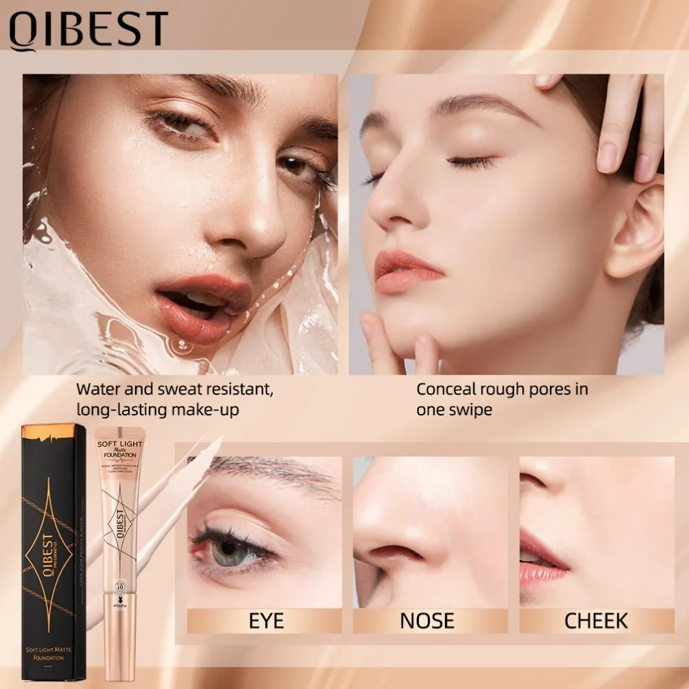 Crème de fond de teint liquide 4 couleurs, imperméable, longue durée, contrôle de l'huile, crème de Base contre l'acné, maquillage, correcteur mat hydratant
