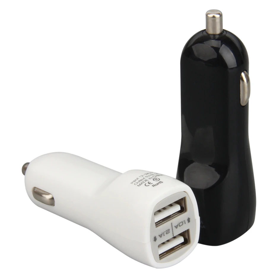 Portable USB Car Charger 5V 2.1A Dual Port Fast Power Adapter Charging Head for iPhone Samsung Huawei Mobile Phone Tablet