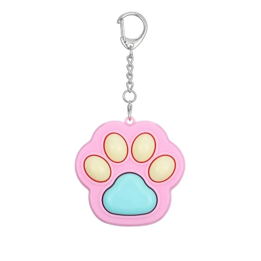 Cute Mini Cat Paw Fidget Toys Clicker Cartoon Kawaii Clicker Fidget Keychain Decompression Toys Relieve Stress