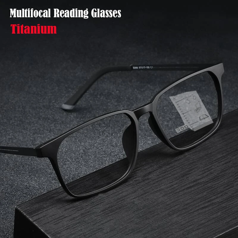 Hohe Qualität Titan Progressive Multi Fokus Lesebrille Männer Anti Blau Licht Presbyopie Brillen mit Dioptrien +1,0 Bis +4