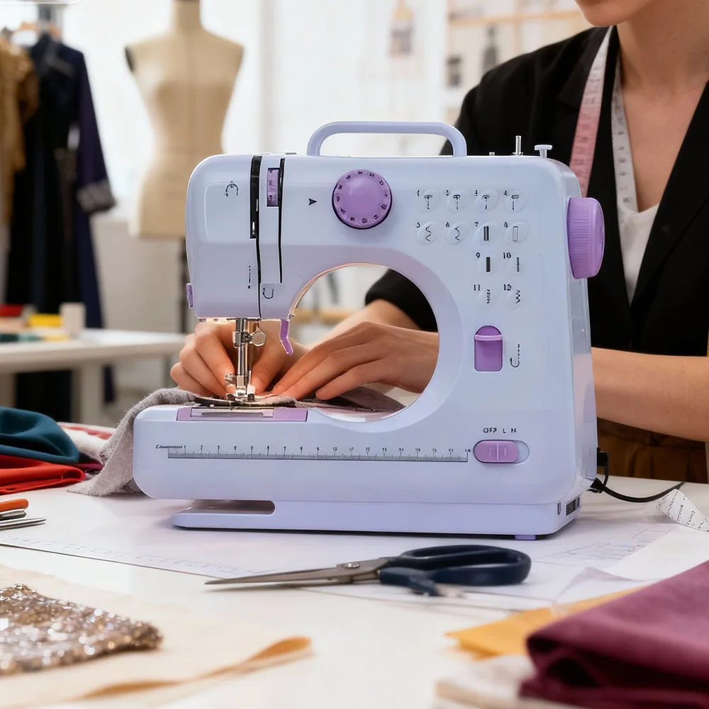 

Electric Mini Household Portable 12 Stitch Sewing Machine Crafting Mending Overlock Pedal Replaceable Presser Foot Beginner DIY