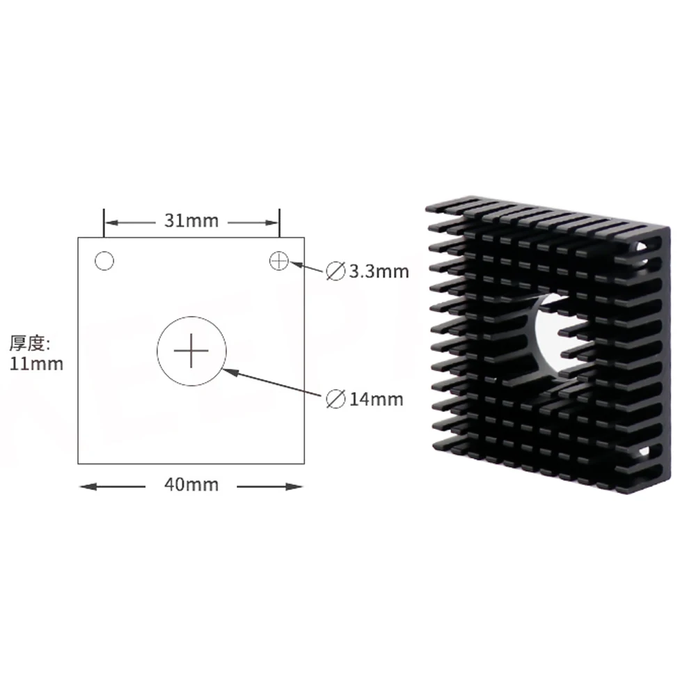 MK7 MK8 Heat Sink 3D Printers Parts 40mm*40mm*11mm Black Heatsink 40x40x11mm Accessories Aluminum Alloy Cooling Fins Sinks Part