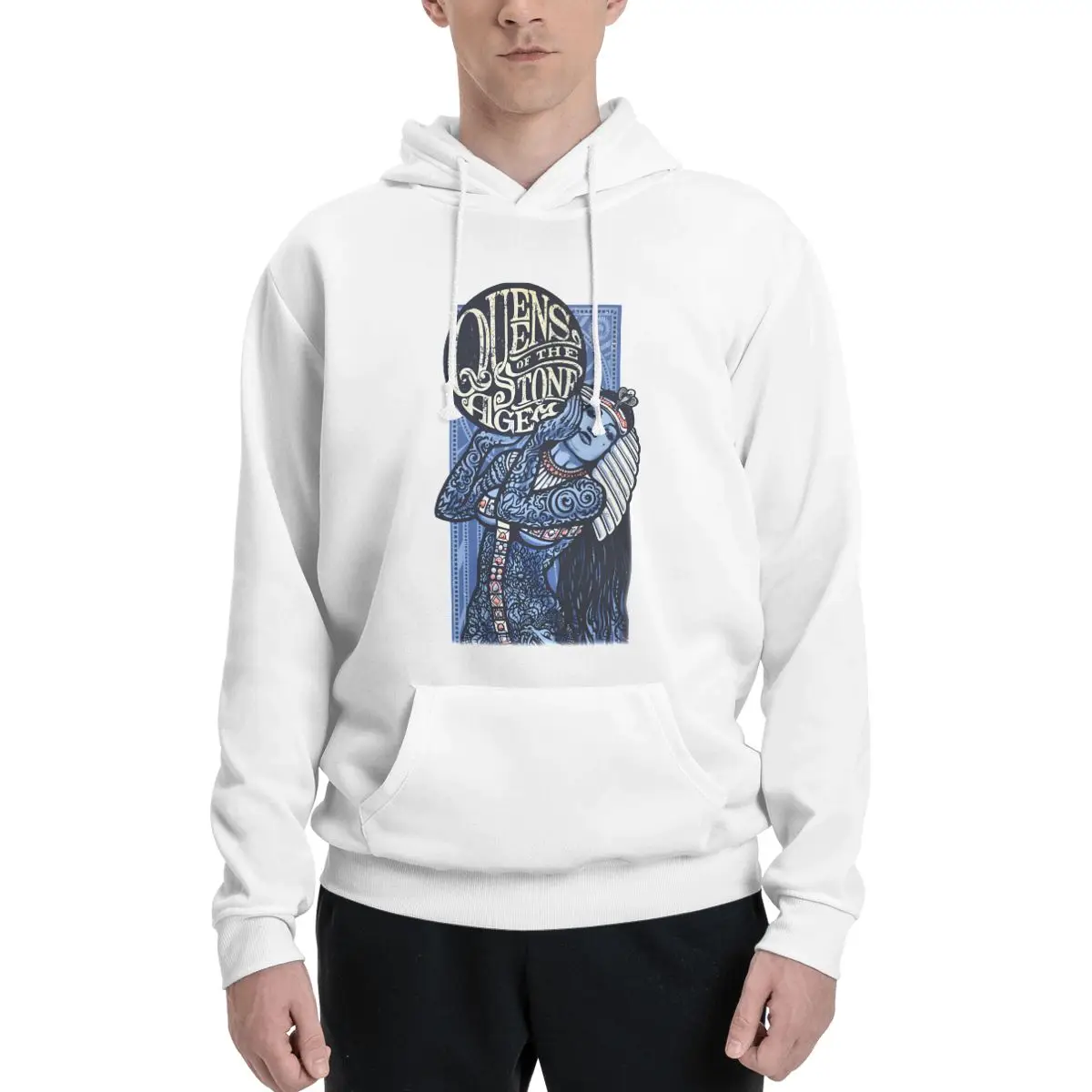 Queen Of The Stone Age Polyester Hoodie pria sweatershirt hangat Dif warna ukuran