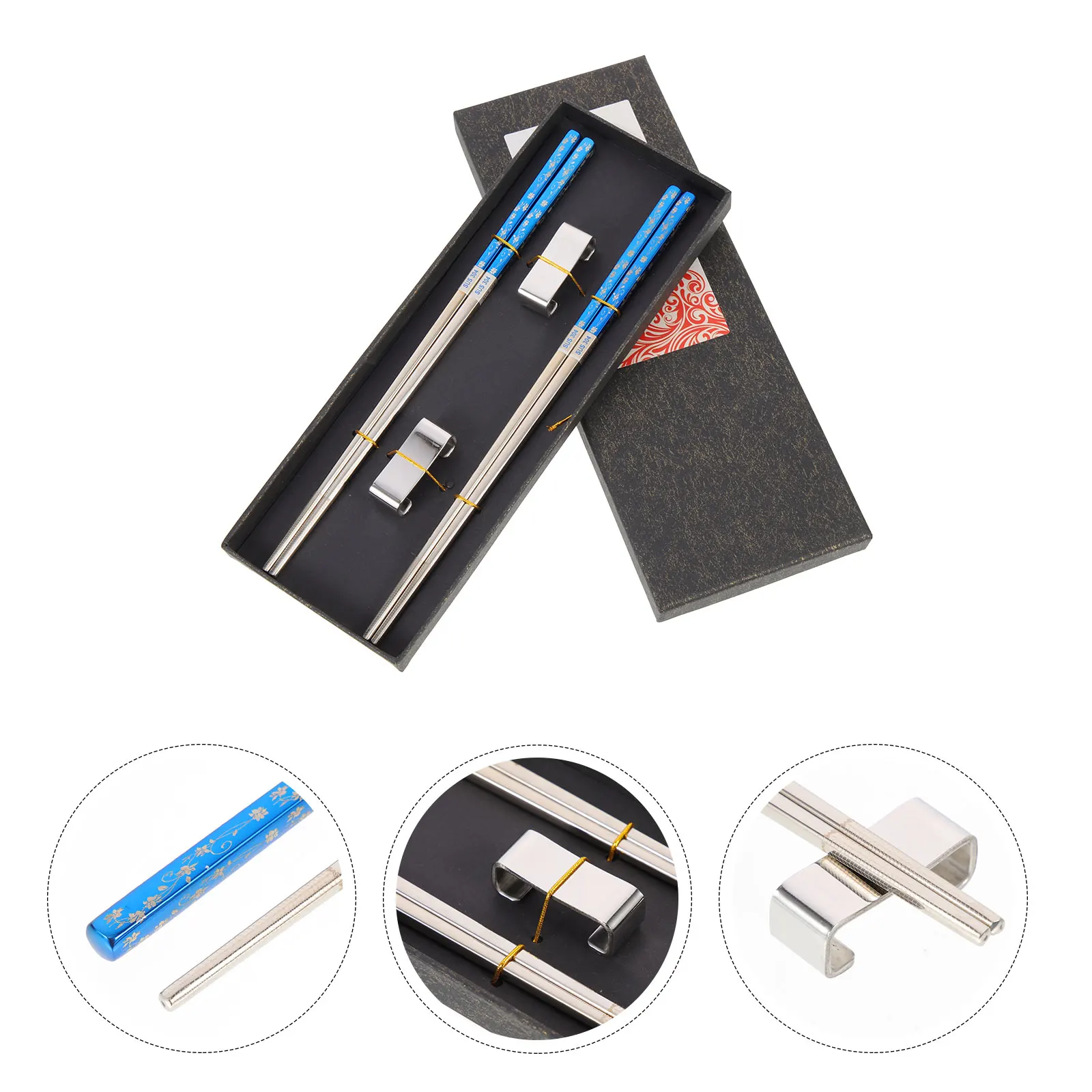 

Chopsticks Reusable Stainless Steel Tableware Stands Household Holders Rest Child