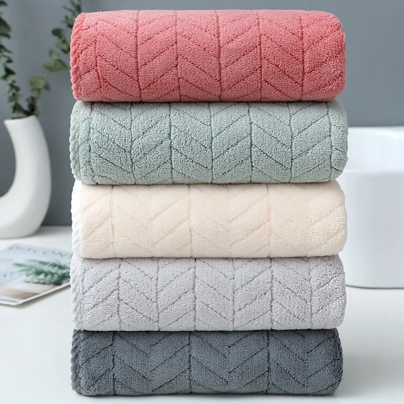 34x74cm Thickened Coral Velvet Cotton Bath Towel Increases Water Absorption Adult Bath Towel Soft Affinity Household Quickdrying