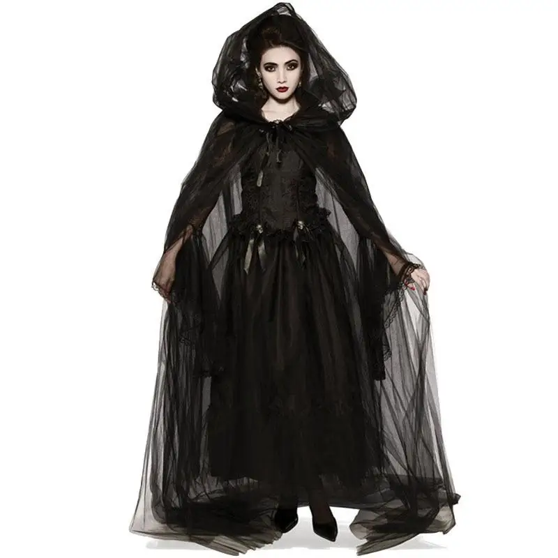 رداء Loween Bla Witch Reaper رداء نسائي أداء المسرح ملابس عرقية صينية تقليدية لربيع 2025 وصل حديثًا