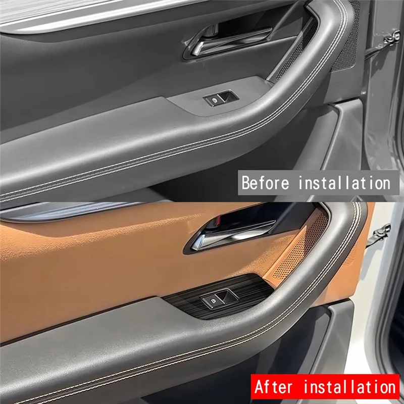 4 Piece Car Window Glass Lift Button Switch Cover Trim Door Armrest Panel Automotive Supplies Black For Mazda CX-60 2022 LHD-M53