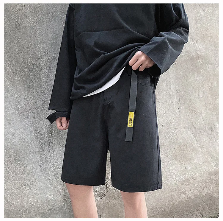 Spring Summer Solid Casual Men's Versatile Cool Boys Soft Loose Denim Jeans Shorts Pant Sport Button Get A Belt