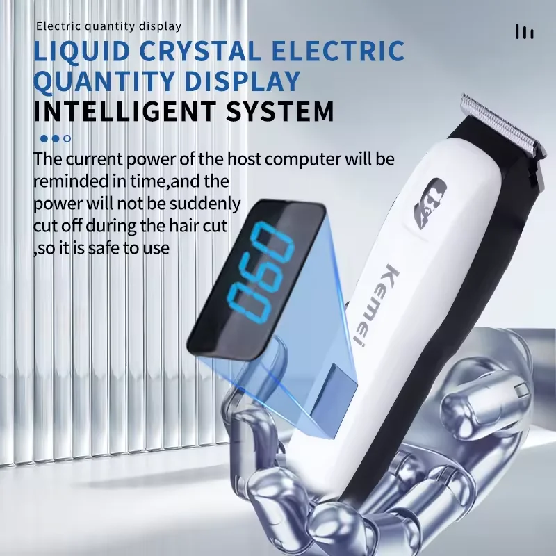 Kemei KM-PG809A KM-PG232 LCD USB Charging Hair Clipper Adjustable Professional Cutting Machine KM-3382 Shaver Trimmer for Men image 4