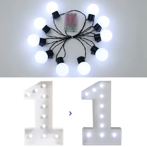 73cm Giant Figure Balloon Filling Box with Lights 1st Birthday Balloon Number 40 50 60 Balloon Frame Wedding Decor Baby Shower