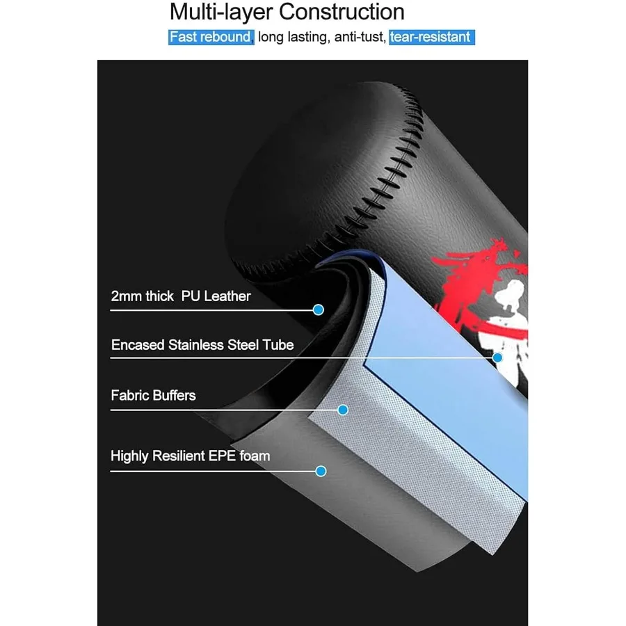 كيس ملاكمة قائم بذاته - كيس ملاكمة ثقيل بطول 47/4 قدم مع قاعدة فولاذية لكوب الشفط لتدريب الملاكمة في صالة الألعاب الرياضية المنزلية