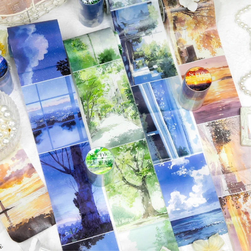 

Декоративная лента Journal GO 7.5x200см с красивыми пейзажами для дневников, скрапбукинга, рукоделия, DIY-проектов, джанк-журналов, маскировочная лента с пейзажными мотивами